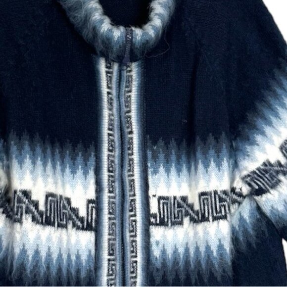 YUSUTEX Peru Alpaca Wool Artisan Cardigan Sweater Zip Jacket Soft Cozy Unisex L - Picture 7 of 16